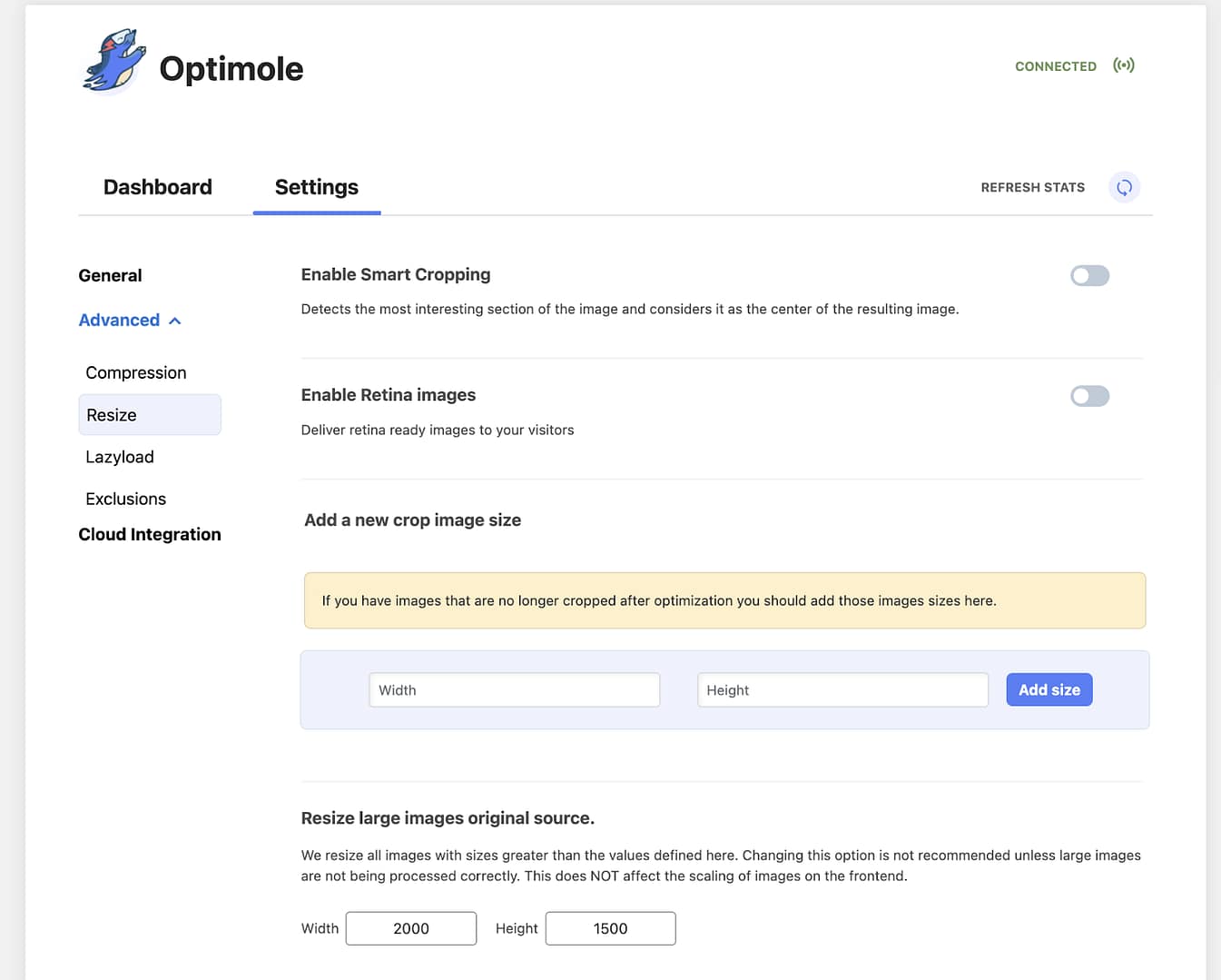 اندازه گیری تصویر Optimole هنگام بهینه سازی تصاویر برای وردپرس