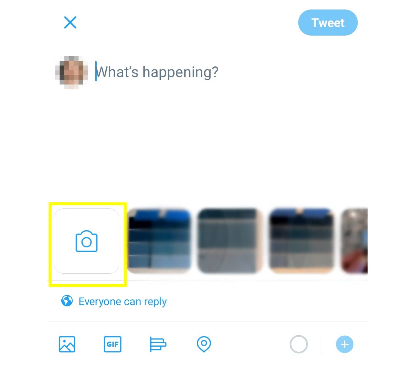 The camera option in the Twitter Compose menu.
