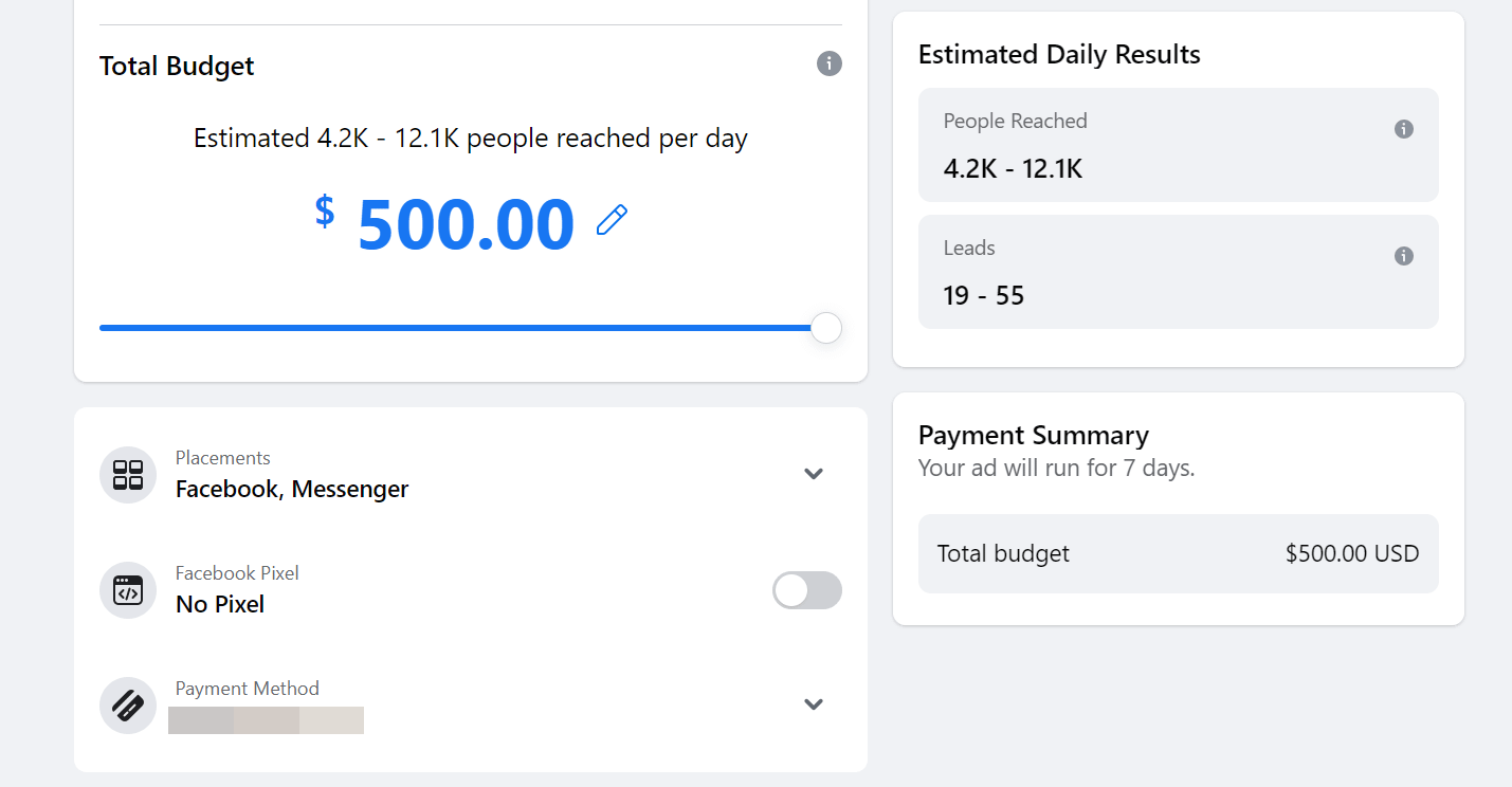500 budget - how much should I spend on Facebook ads