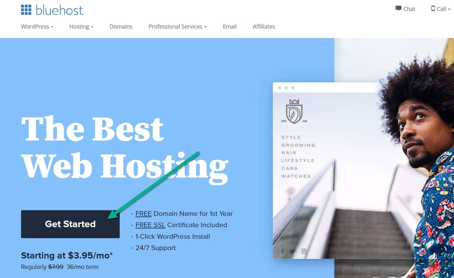 get started with bluehost and set up a free business email address