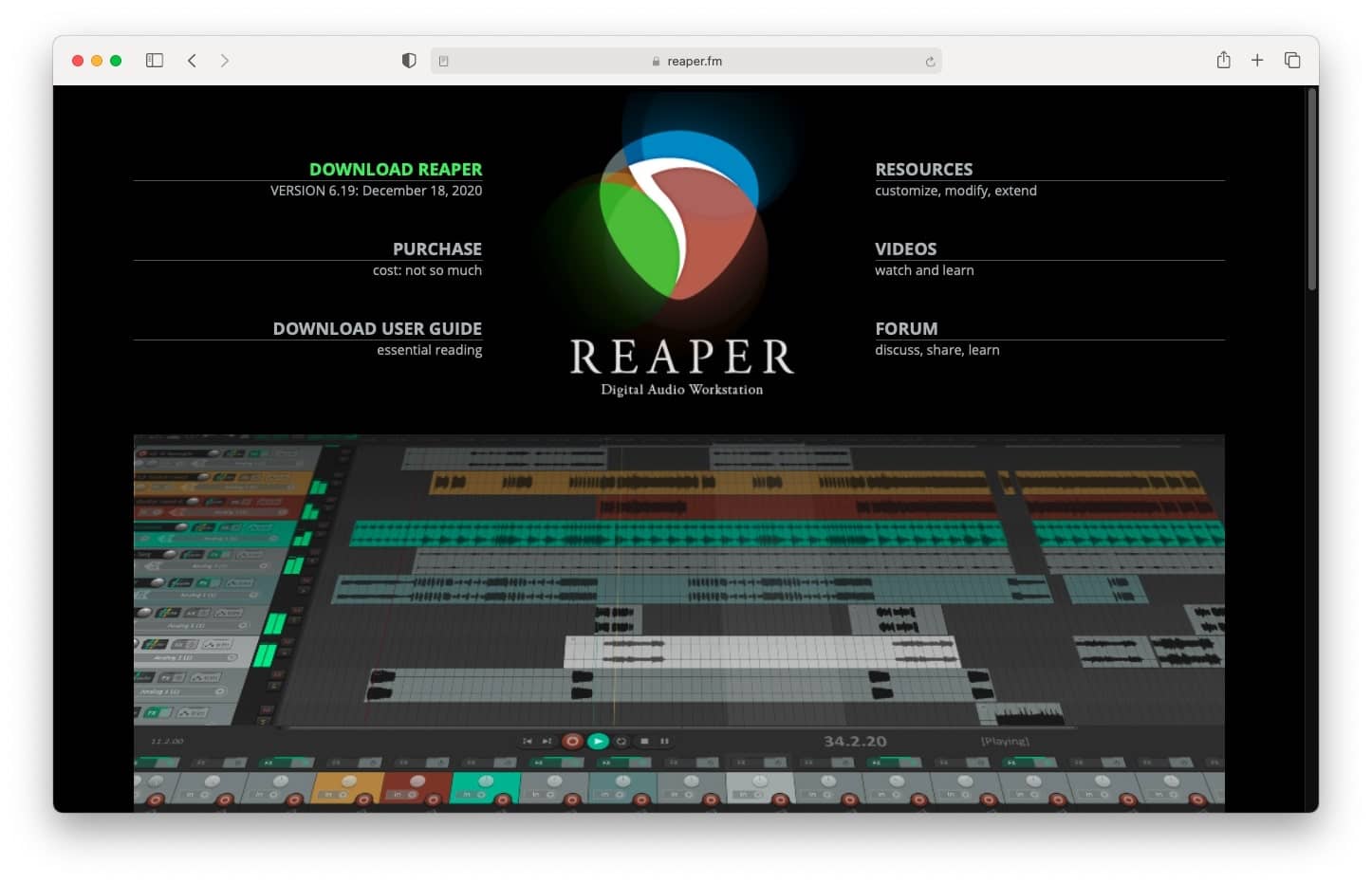 Reaper editing software