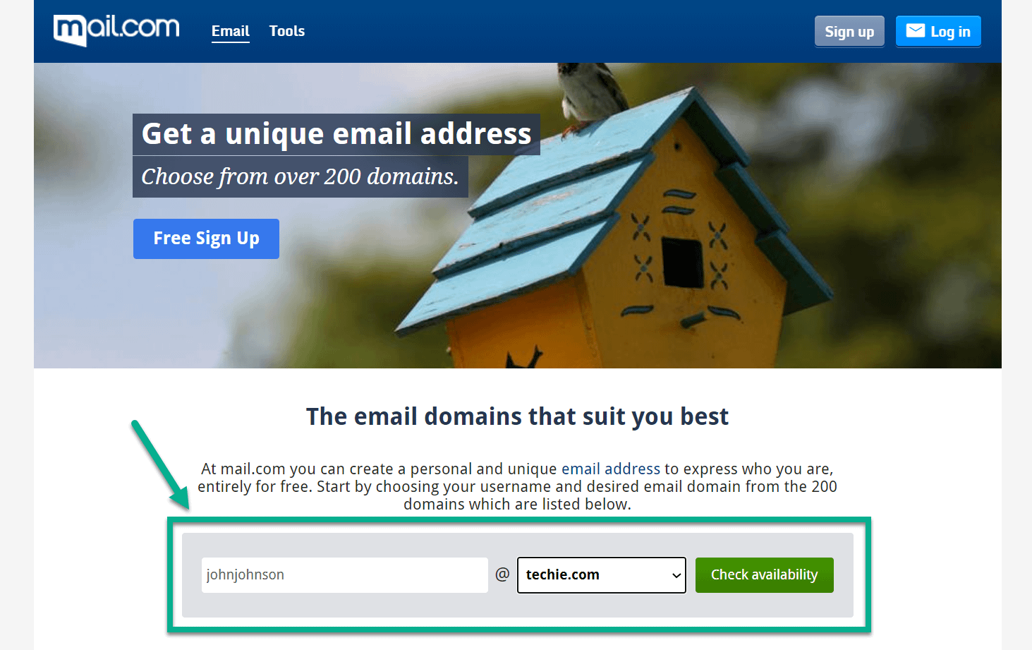 test domains to set up a free business email address