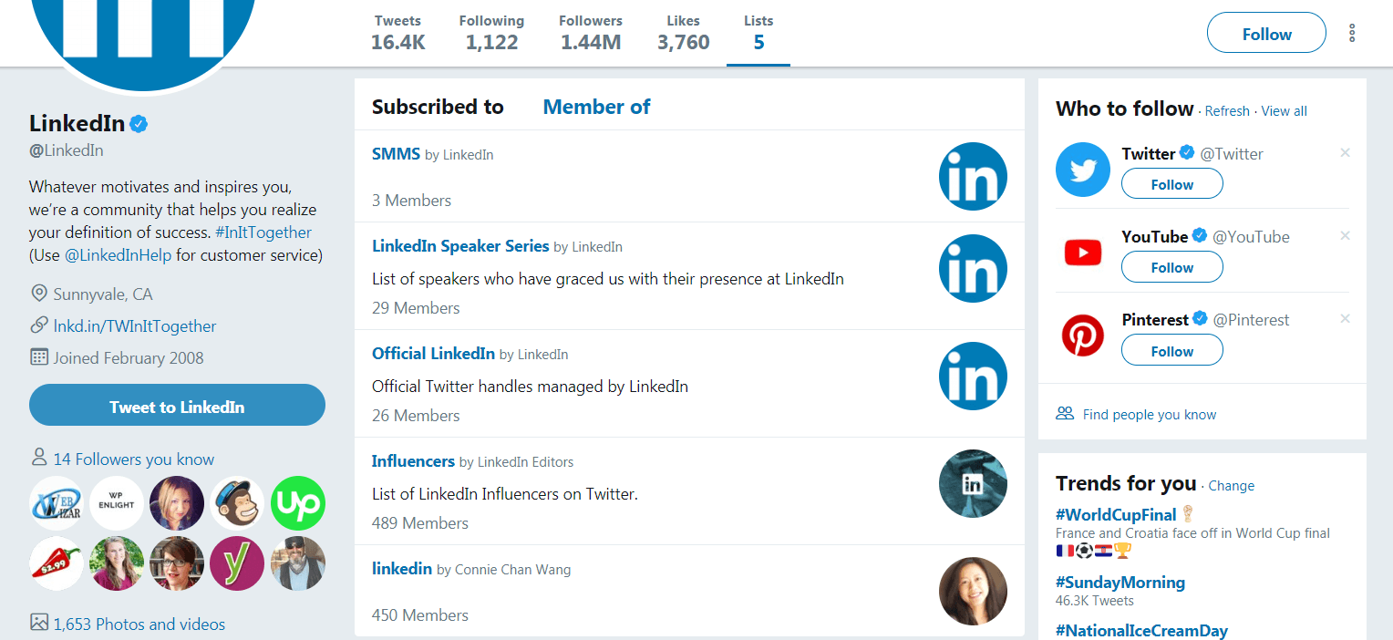 LinkedIn's Twitter lists.