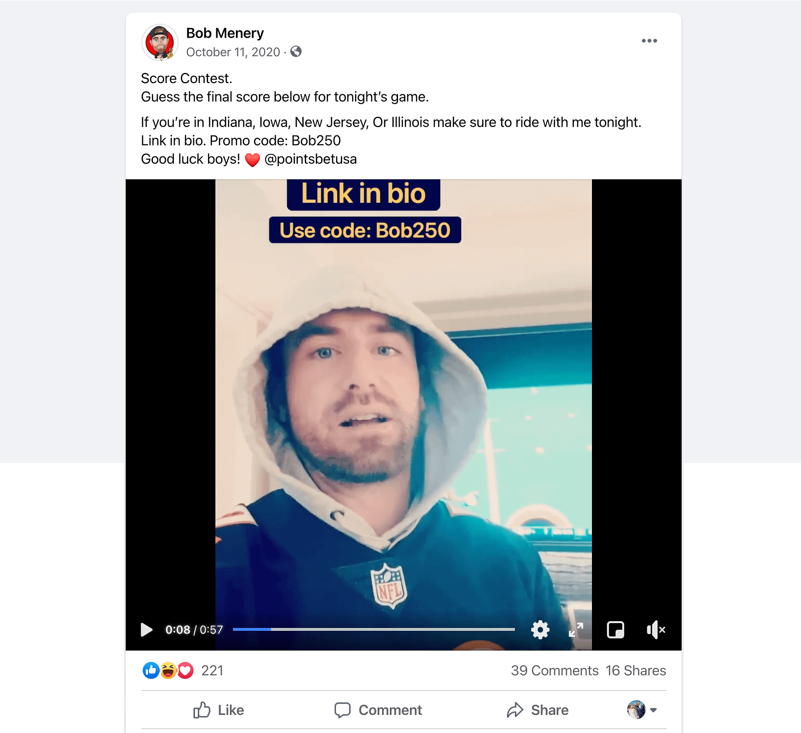 Sometimes a video announcement works better than text for a Facebook contest