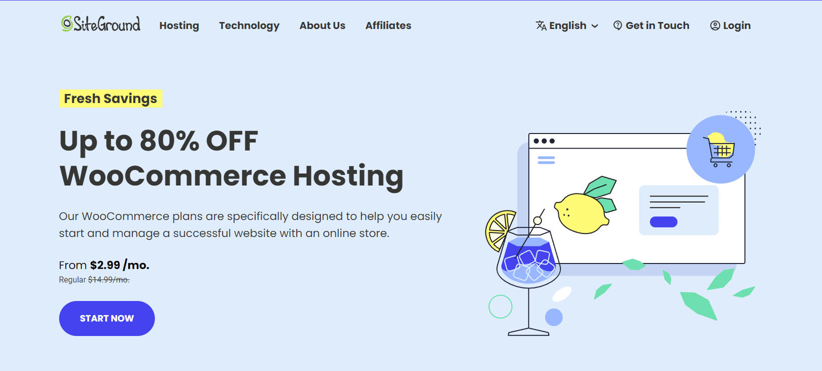 SiteGround WooCommerce hosting page.