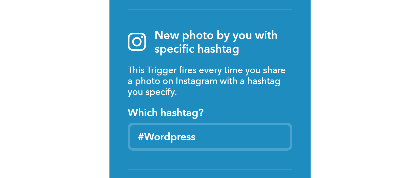 Choosing what Instagram hashtag to use in an IFTTT app.