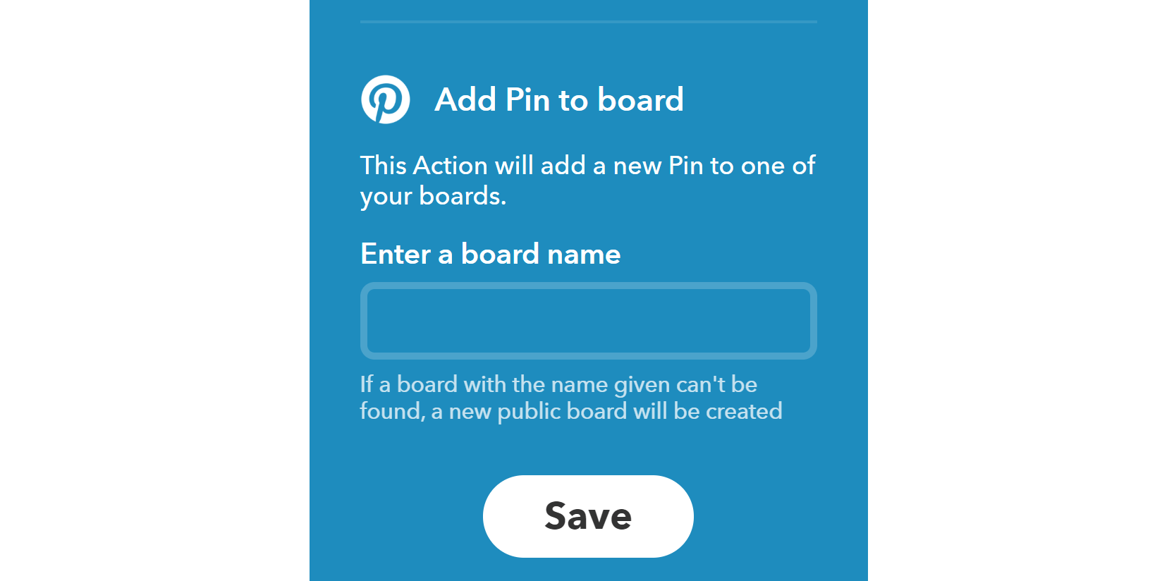 Choosing a Pinterest board in IFTTT.