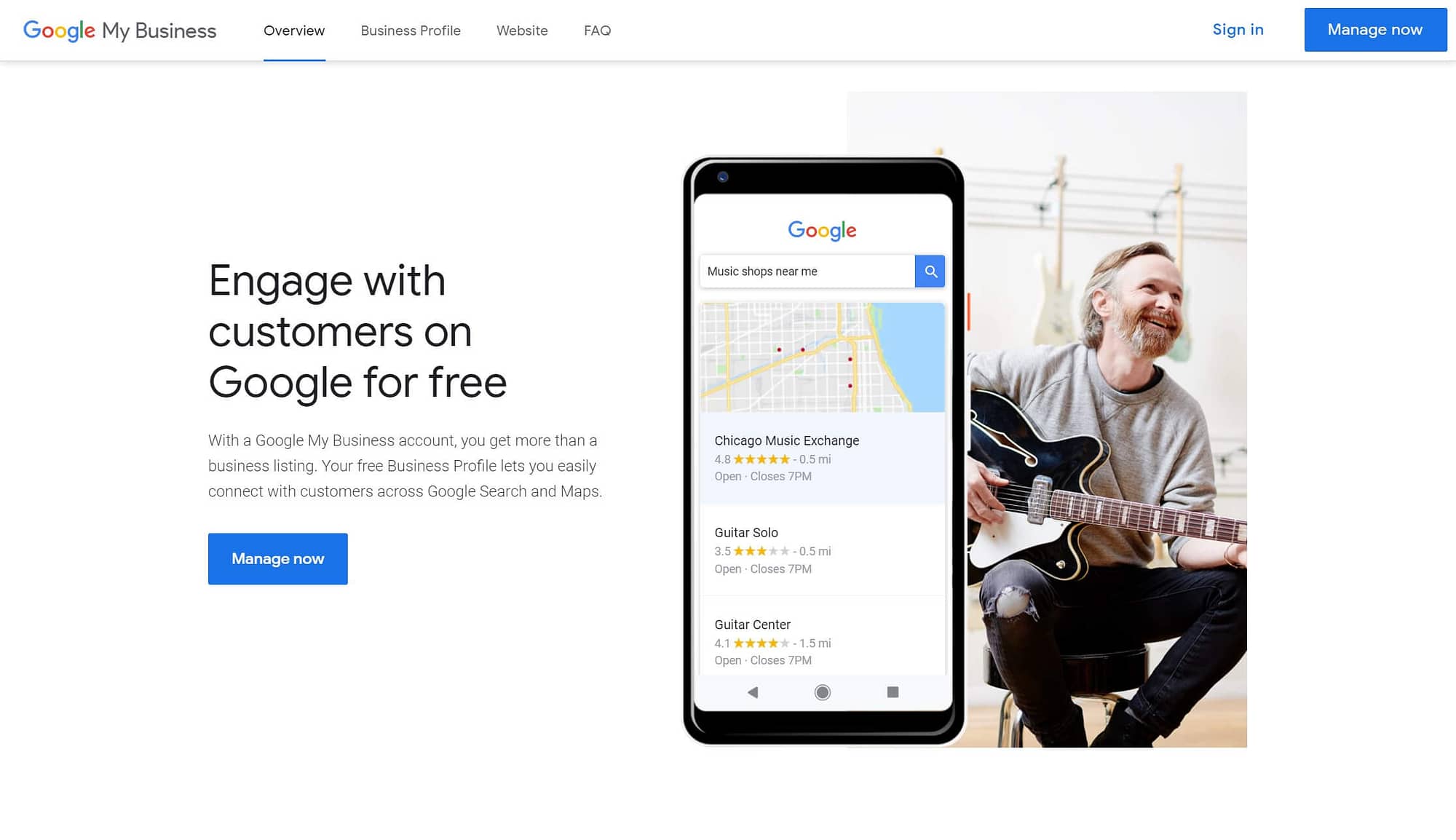 The Google Business home page.