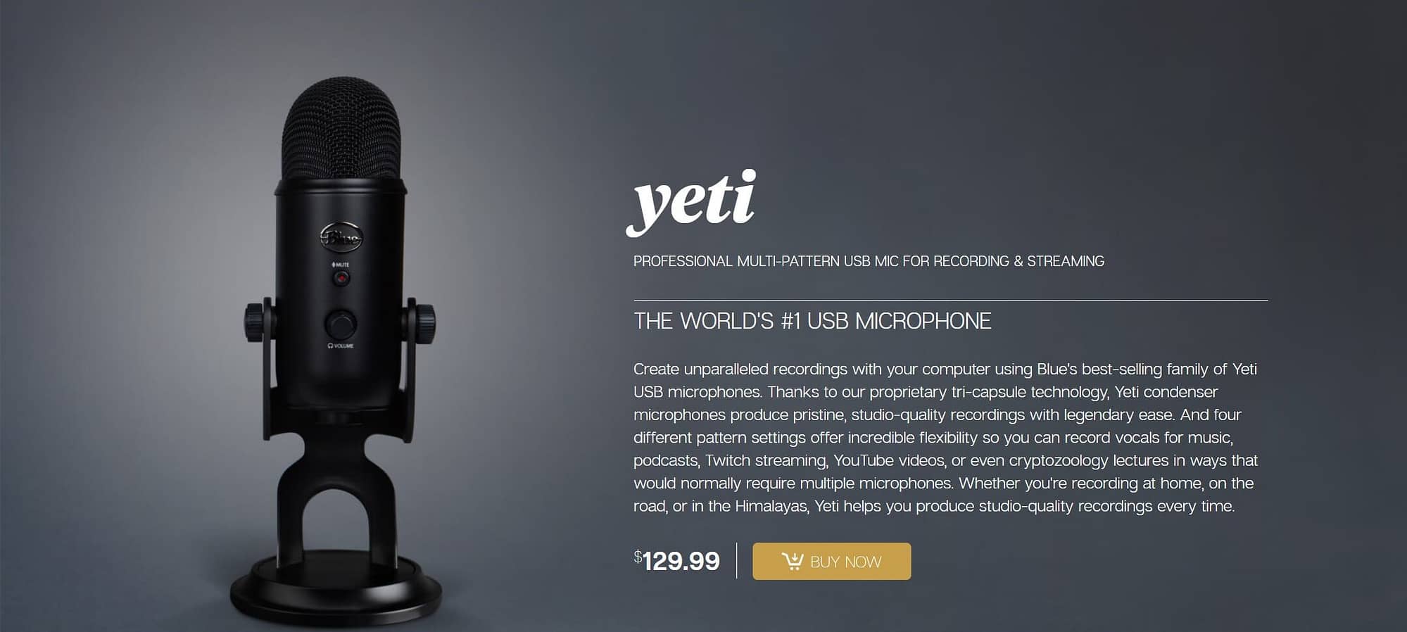 The Blue Yeti microphone.