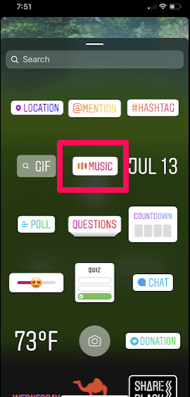 Music on Instagram Stories sticker