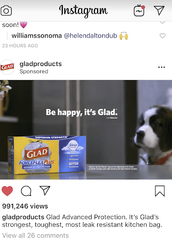 Instagram ads Glad