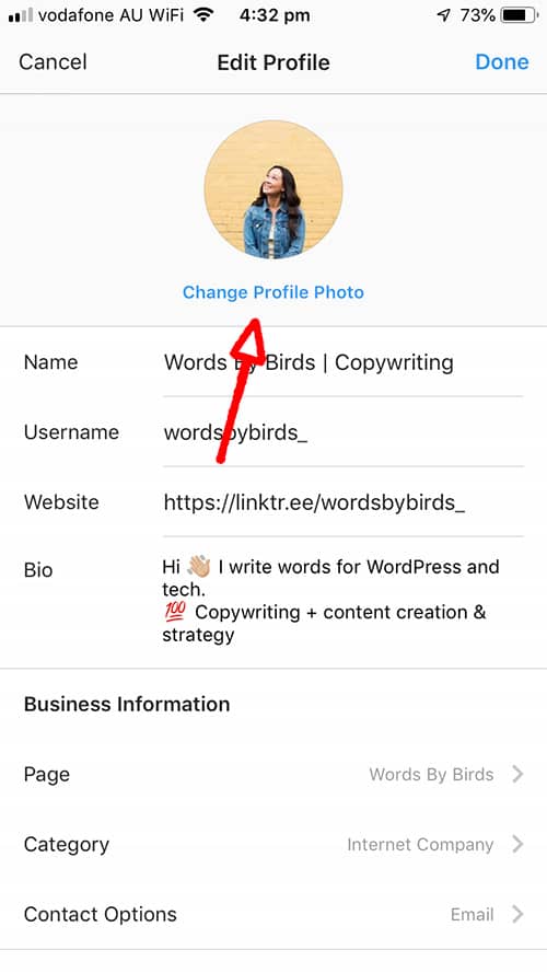 Instagram profile picture
