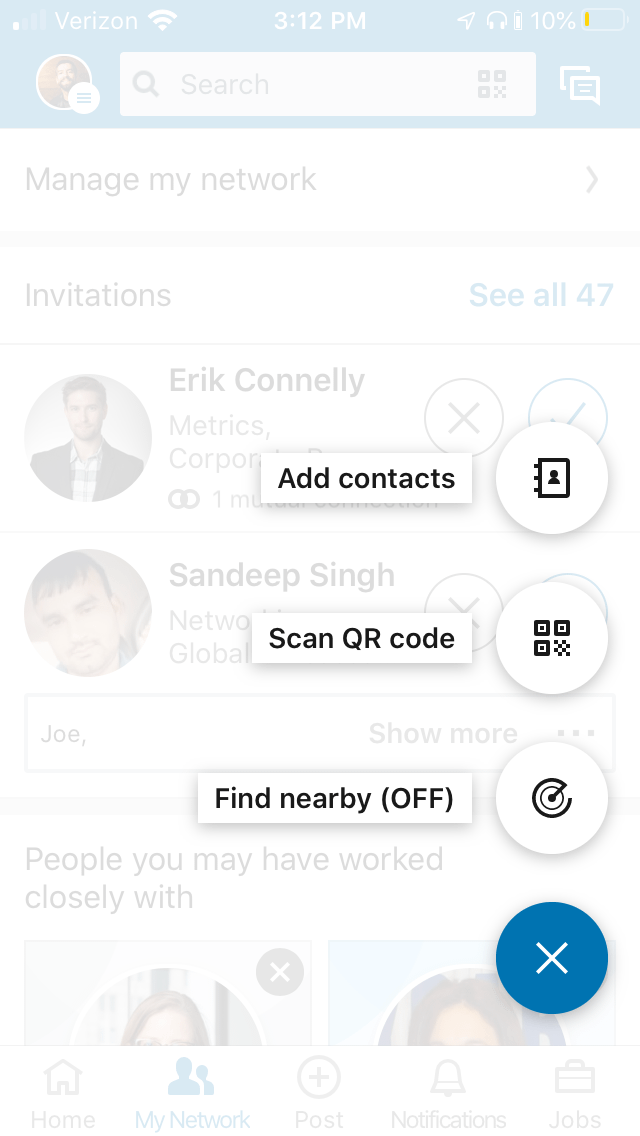 find nearby - LinkedIn networking