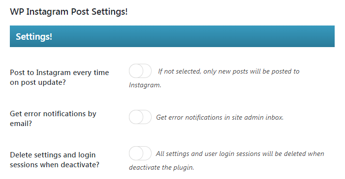 The WP Instagram Post and Widget plugin's settings.