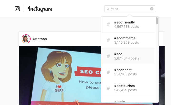 Instagram hashtags – searching for #eco