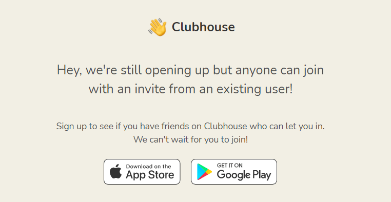 Clubhouse homepage
