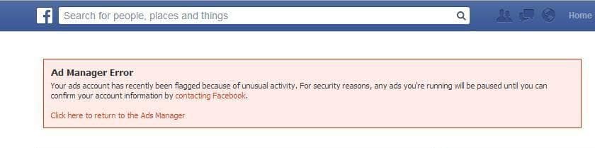 Common Facebook Page Issues: Facebook ad account blocked