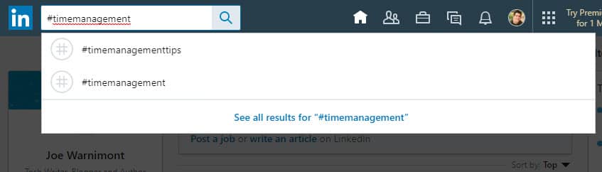 time management LinkedIn hashtags