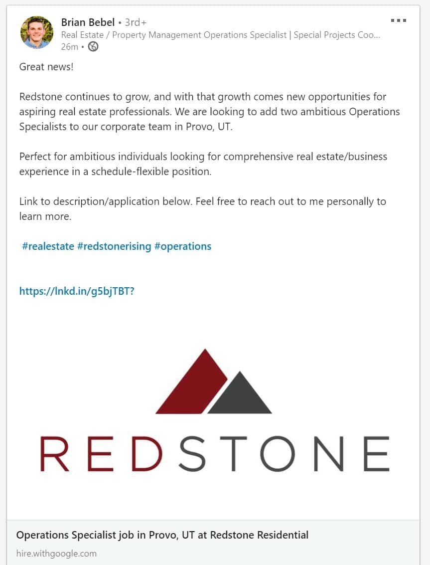 redstone post - LinkedIn small business