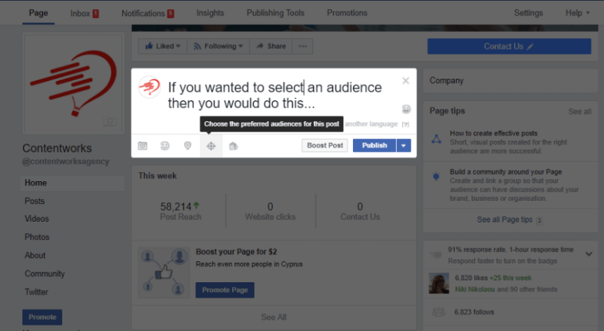Manage an international follower base by choosing preferred audiences for each post