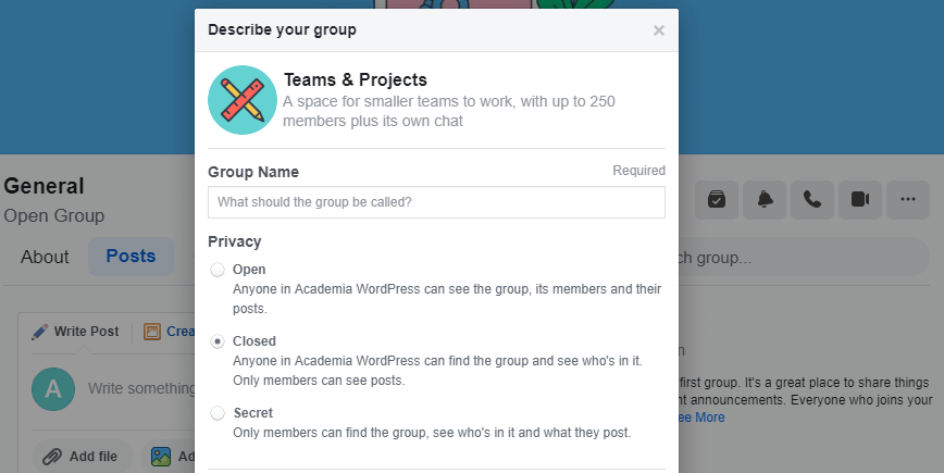 Configuring your group's privacy.