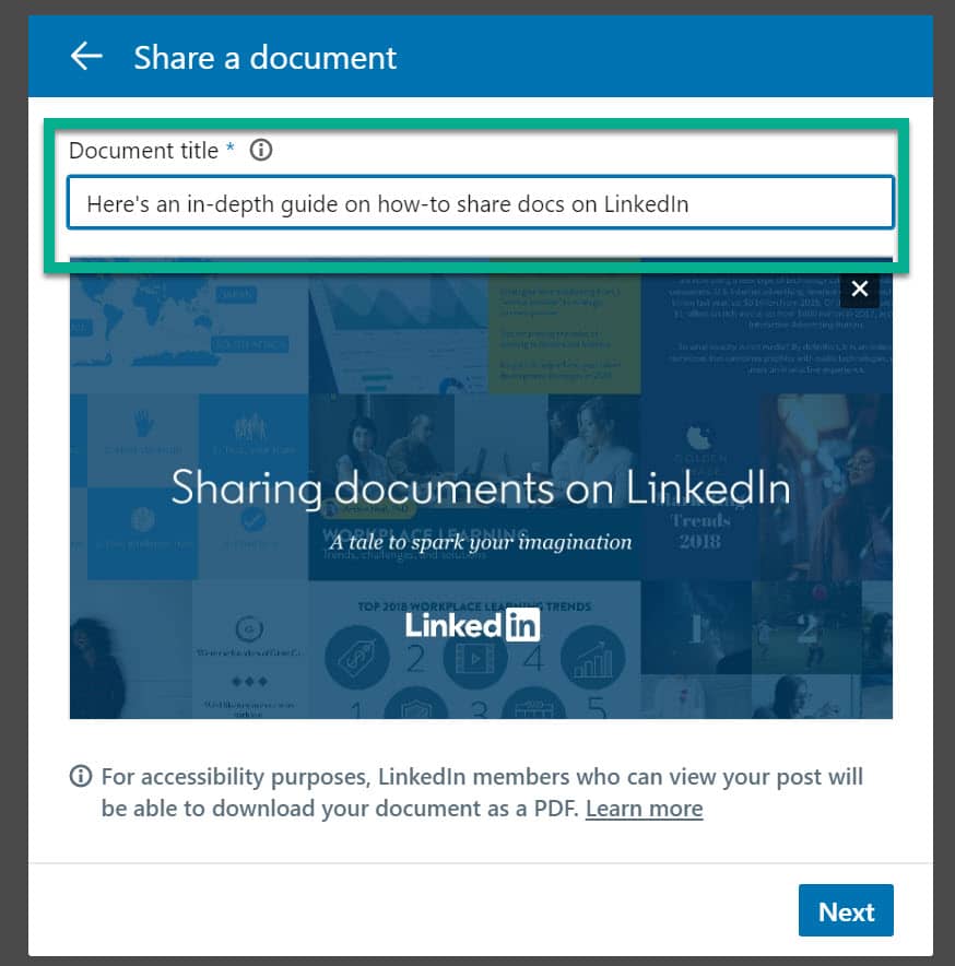 title for LinkedIn documents