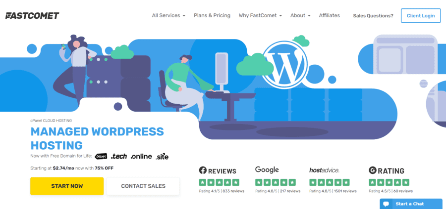 Enjoy the best cheap WordPress hosting service from FastComet.