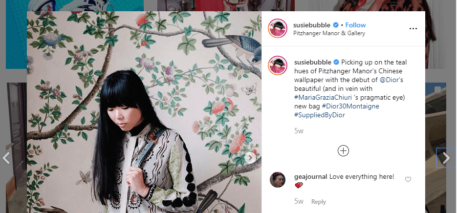 Dior product placement in Susie Lau's Instagram feed - how to become an influencer