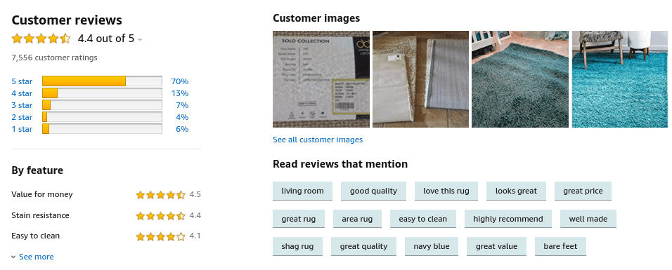 Customer images on an Amazon reviews page.