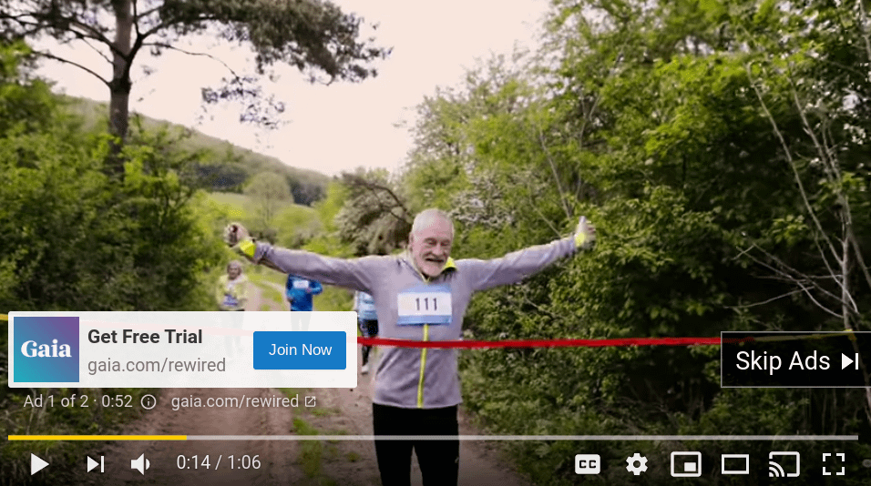 TrueView skippable ad on YouTube.