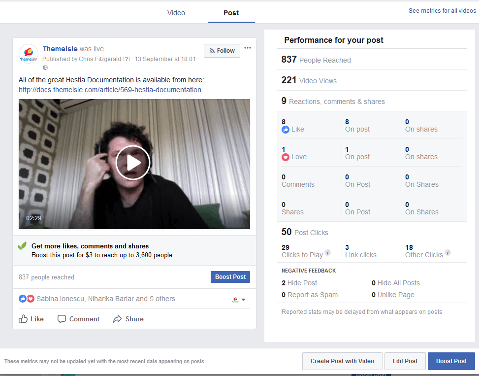 Facebook Live Stream 1 Results