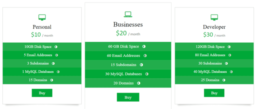 free WordPress pricing table WooCommerce Pricing