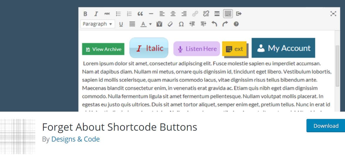 Forget about shortcode buttons
