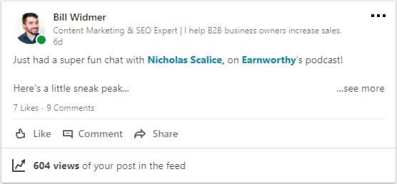 LinkedIn status 2