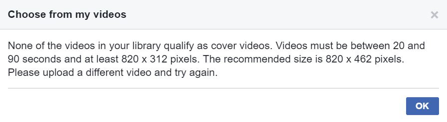 How to set up a Facebook cover photo / video: Video requirements