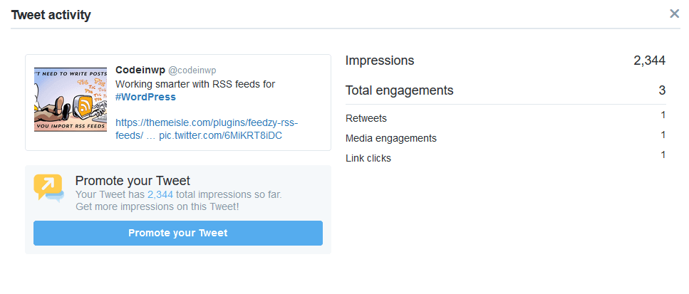 A retweet with no engagement at all manages to get good impressions