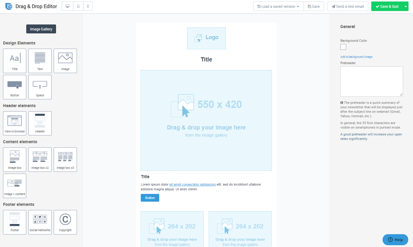 The SendinBlue email builder.