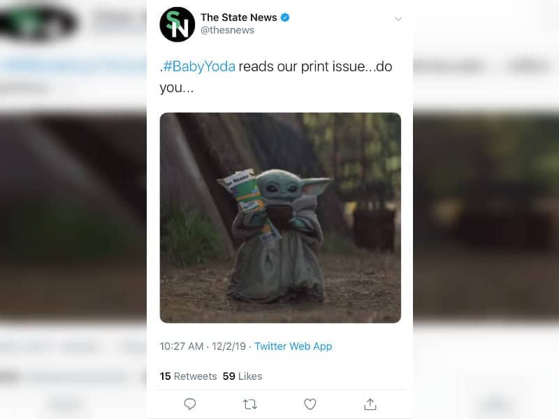 A Tweet from Michigan State University.