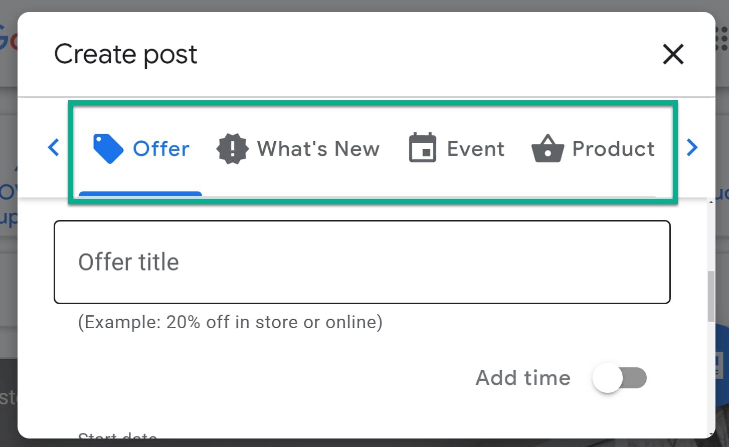 create an offer or event 
