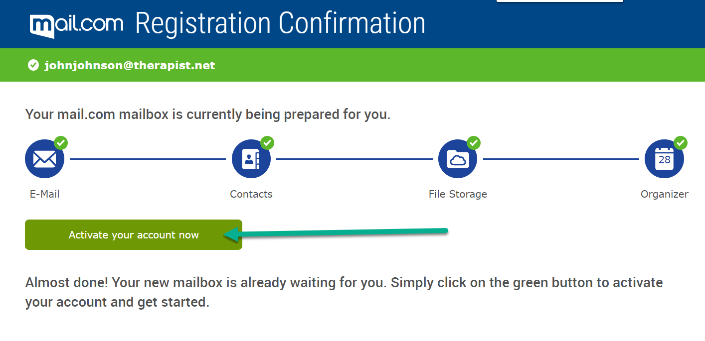 activate your account to set up a free business email address