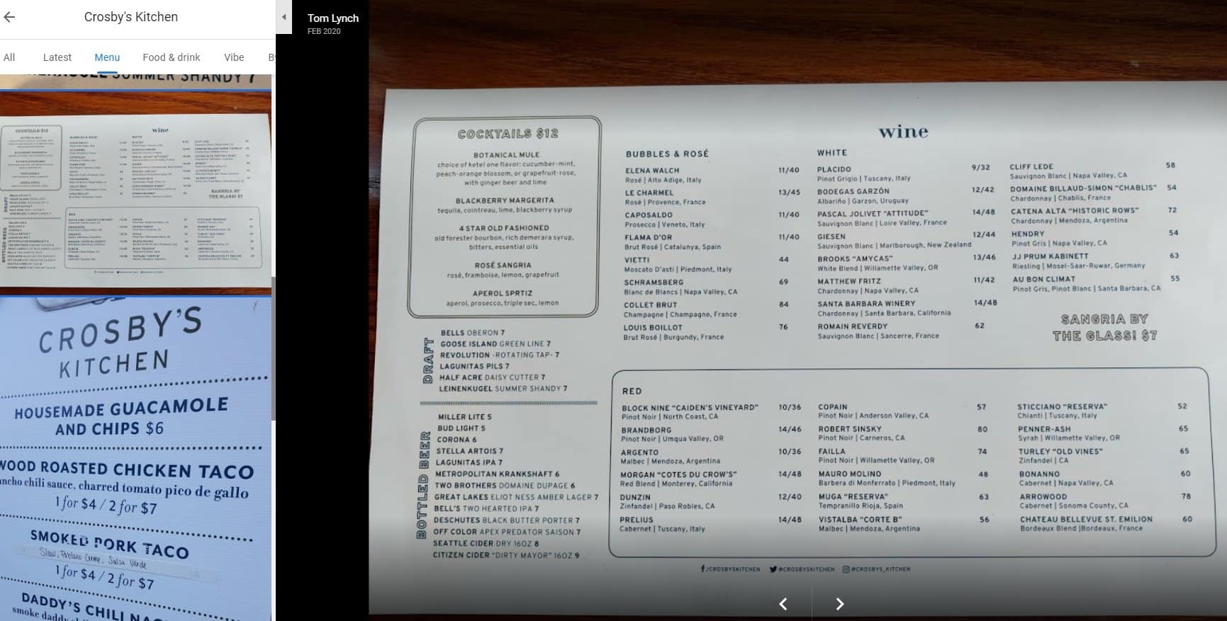 menu pictures - how to use Google My Business