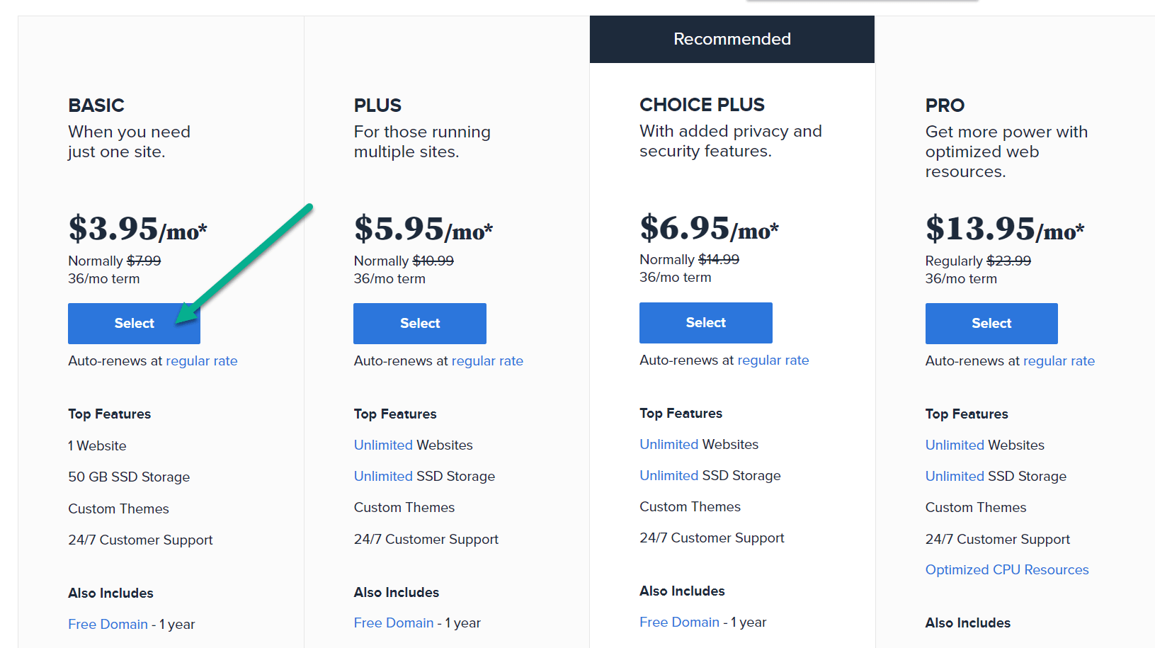 bluehost plans