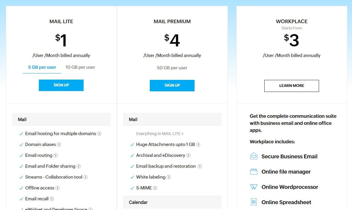 Zoho pricing