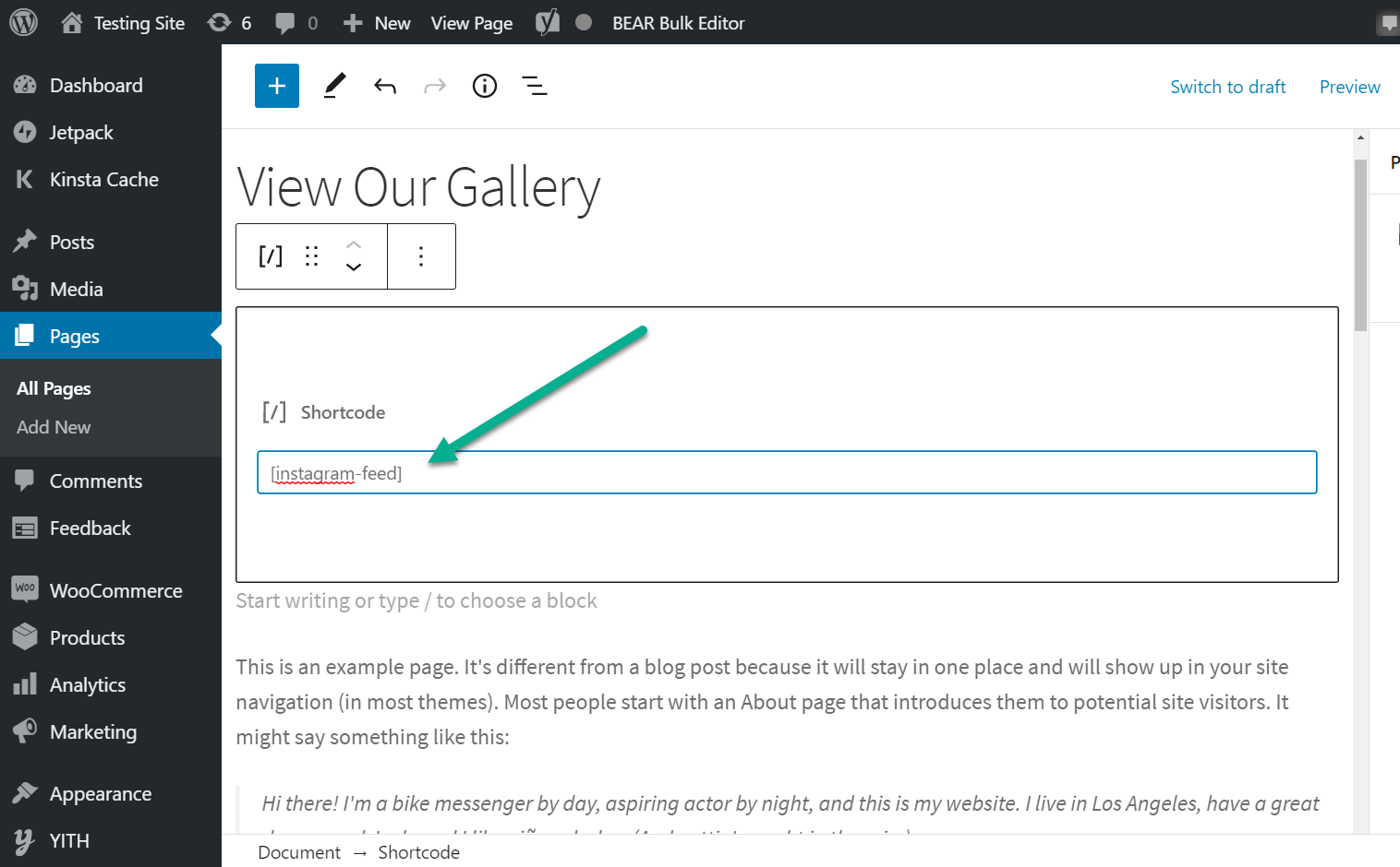 shortcode - embed Instagram posts