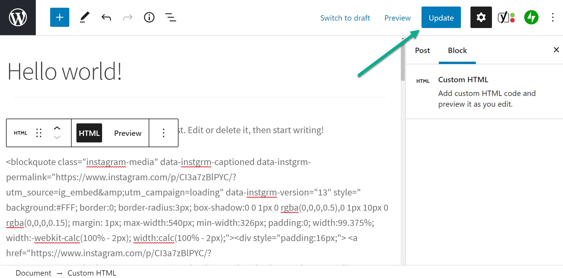update to embed Instagram posts