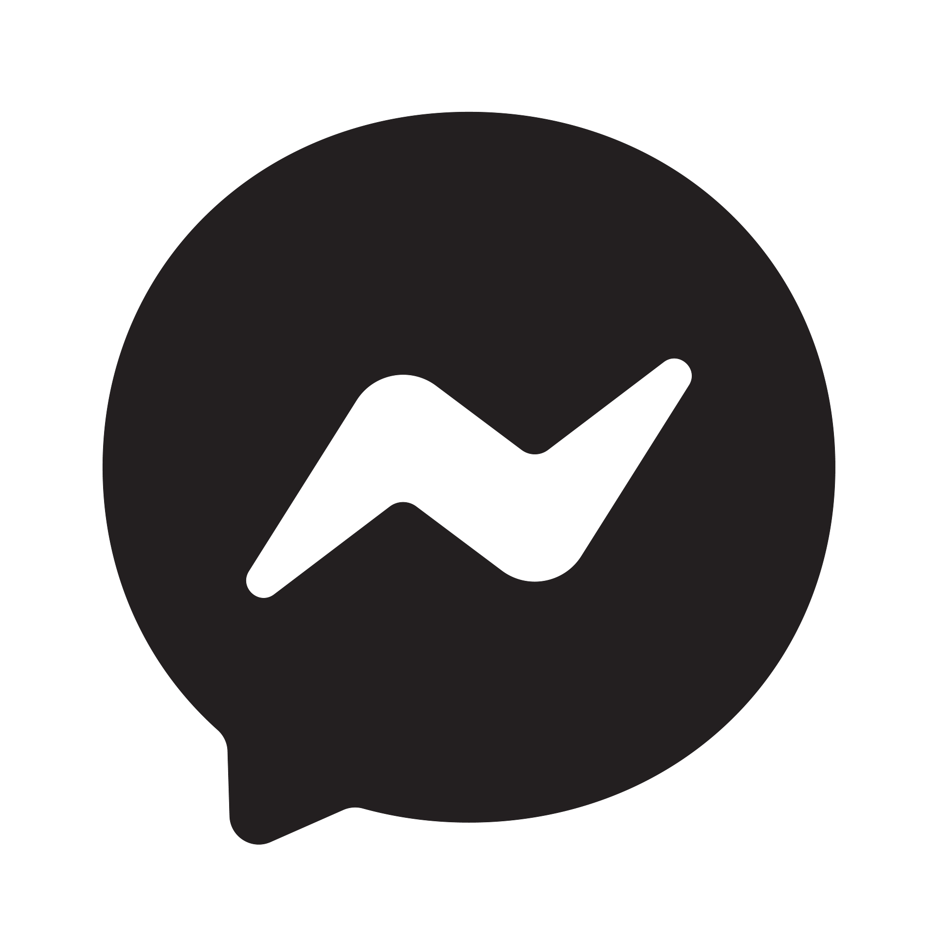 Black and white Messenger icon