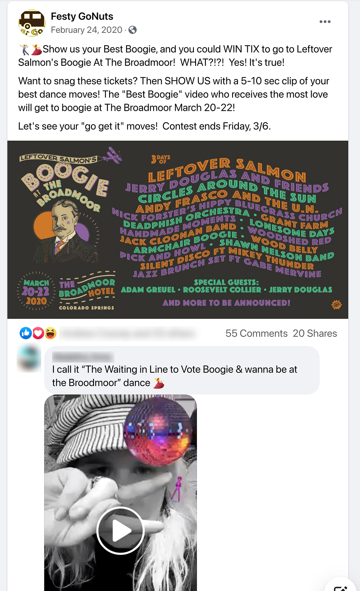 A creative Facebook contest asking for dancing videos