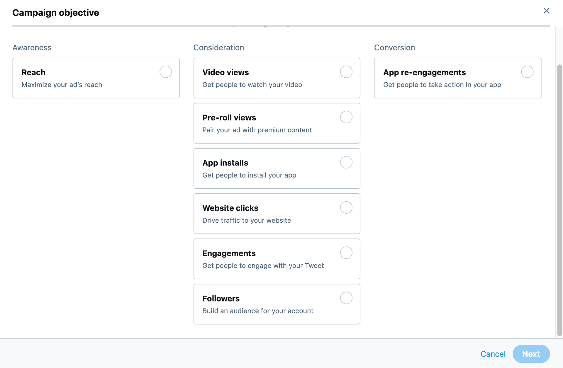 The Twitter paid ads console.