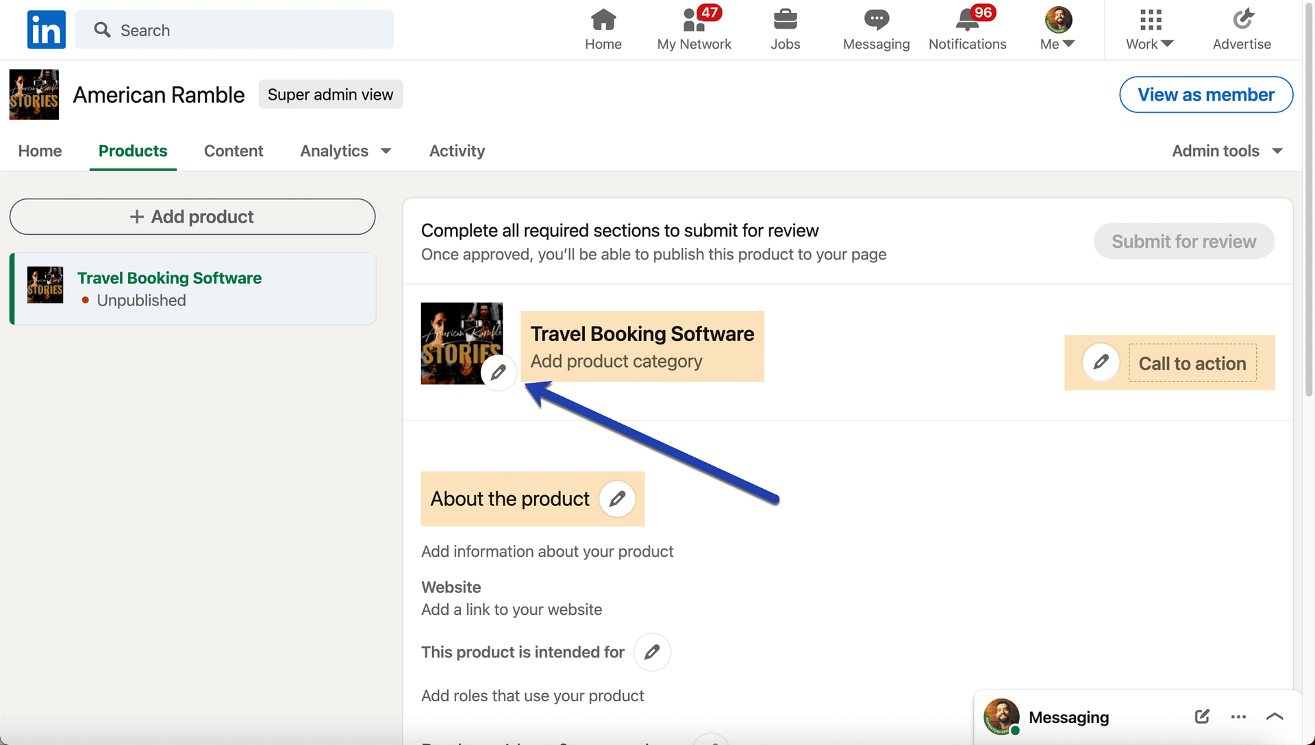 edit the product pages