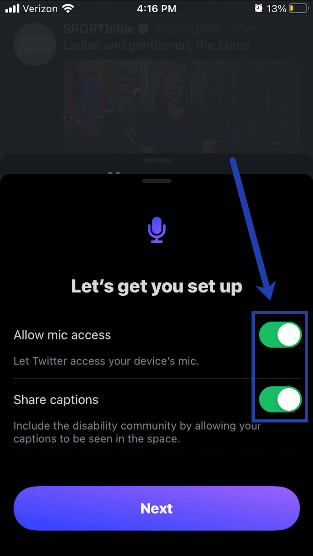 allow mic access on phone.
